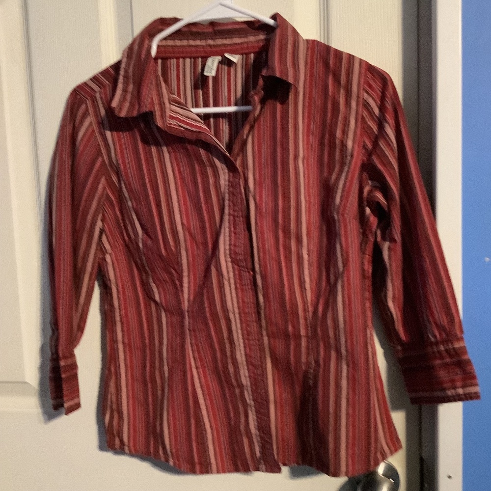 Women’s St John’s Bay Red Striped Long sleeved Top Size S